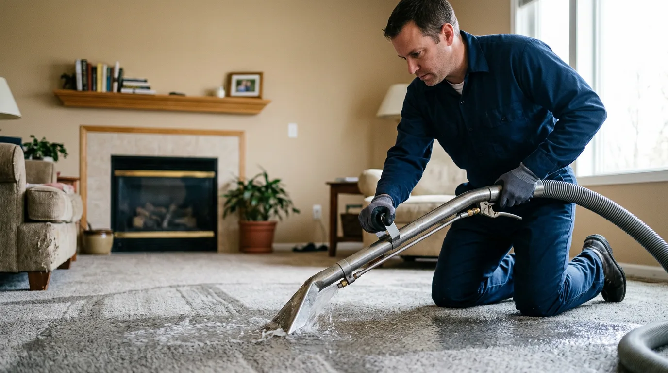 Water damage restoration technician working near Gravette, AR